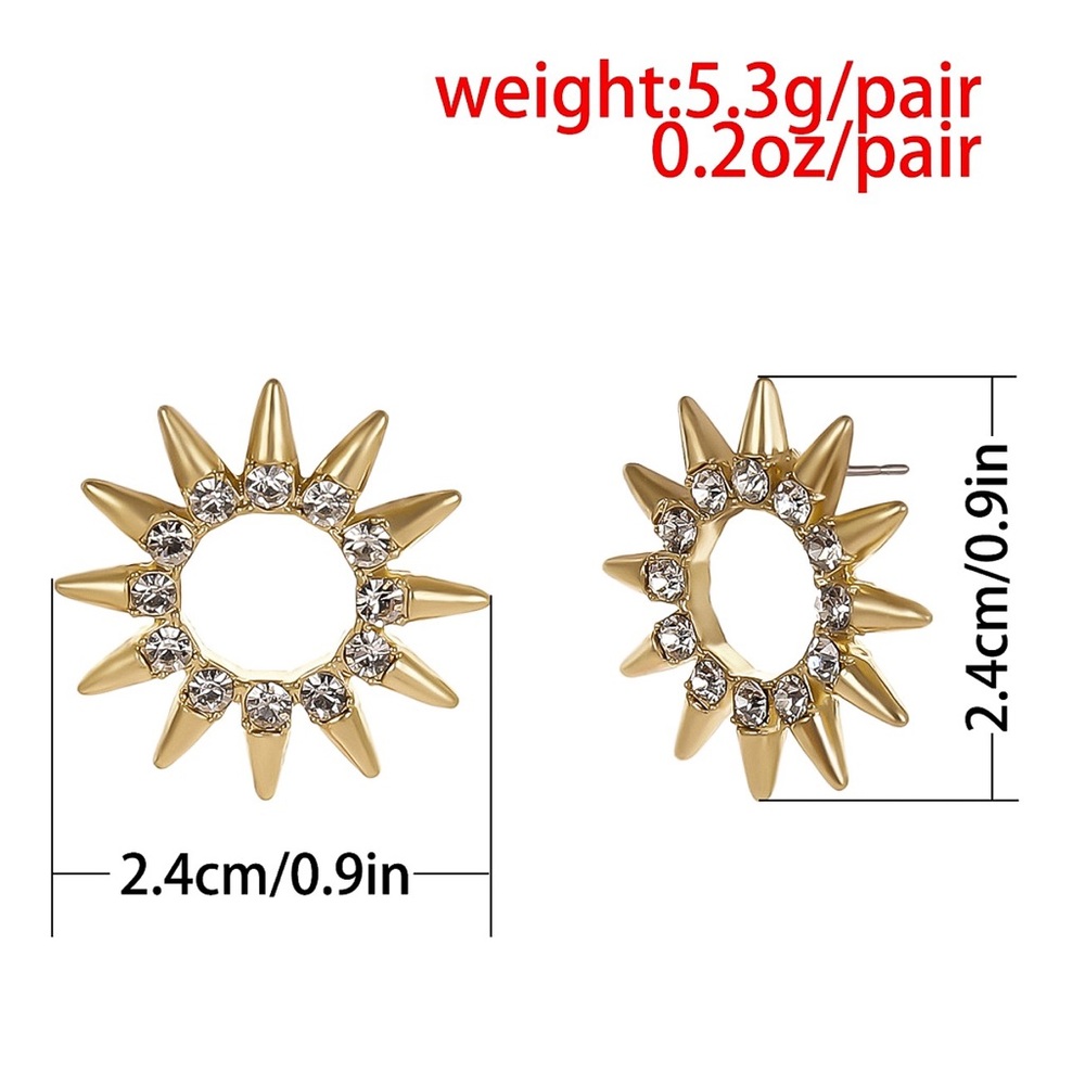 2/$20!  Gold & Crystal Sun Ray Stud Earrings - Picture 7 of 8